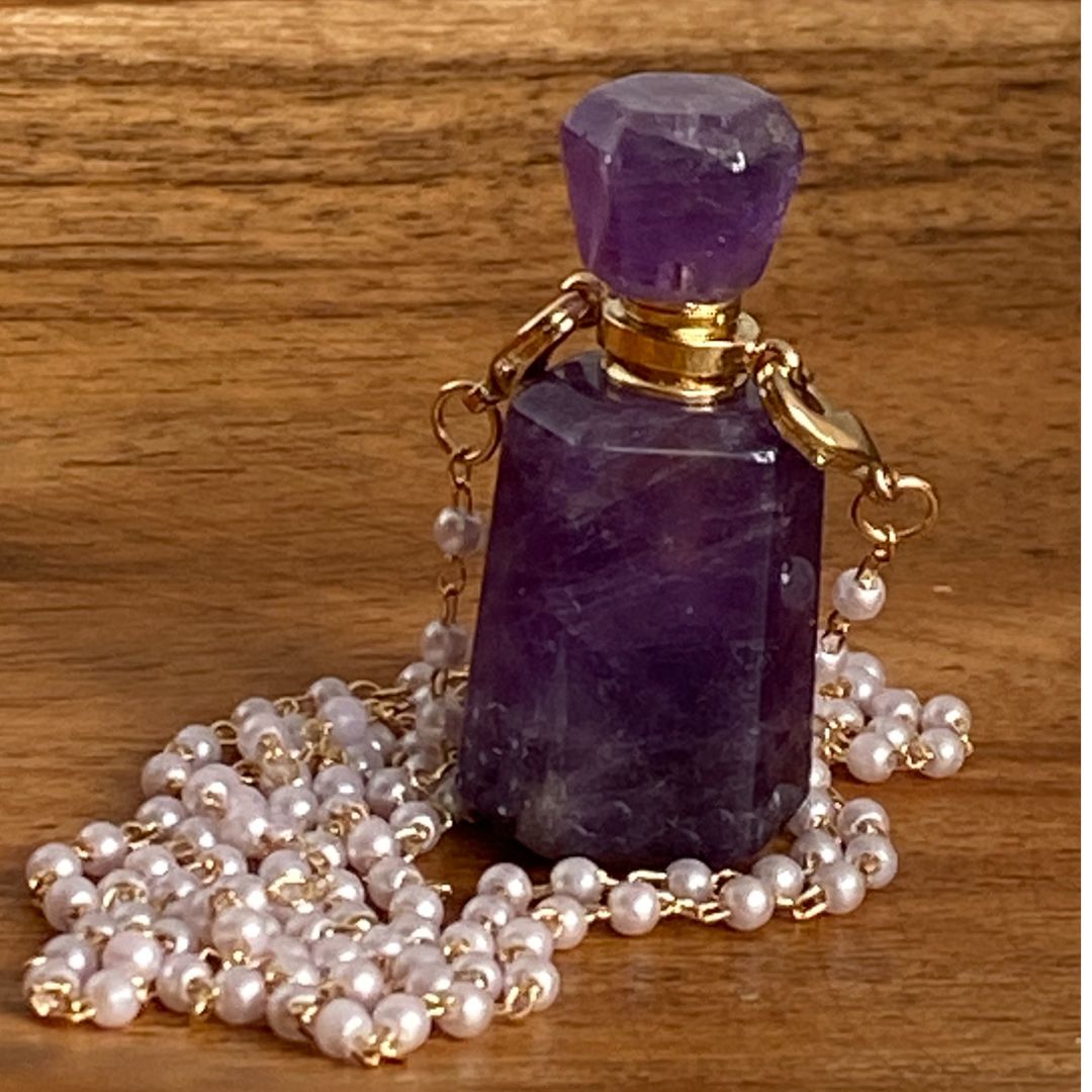 Rectangular Purple Natural Stone Necklace