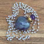 Heart Shape Purple Natural Stone Necklace