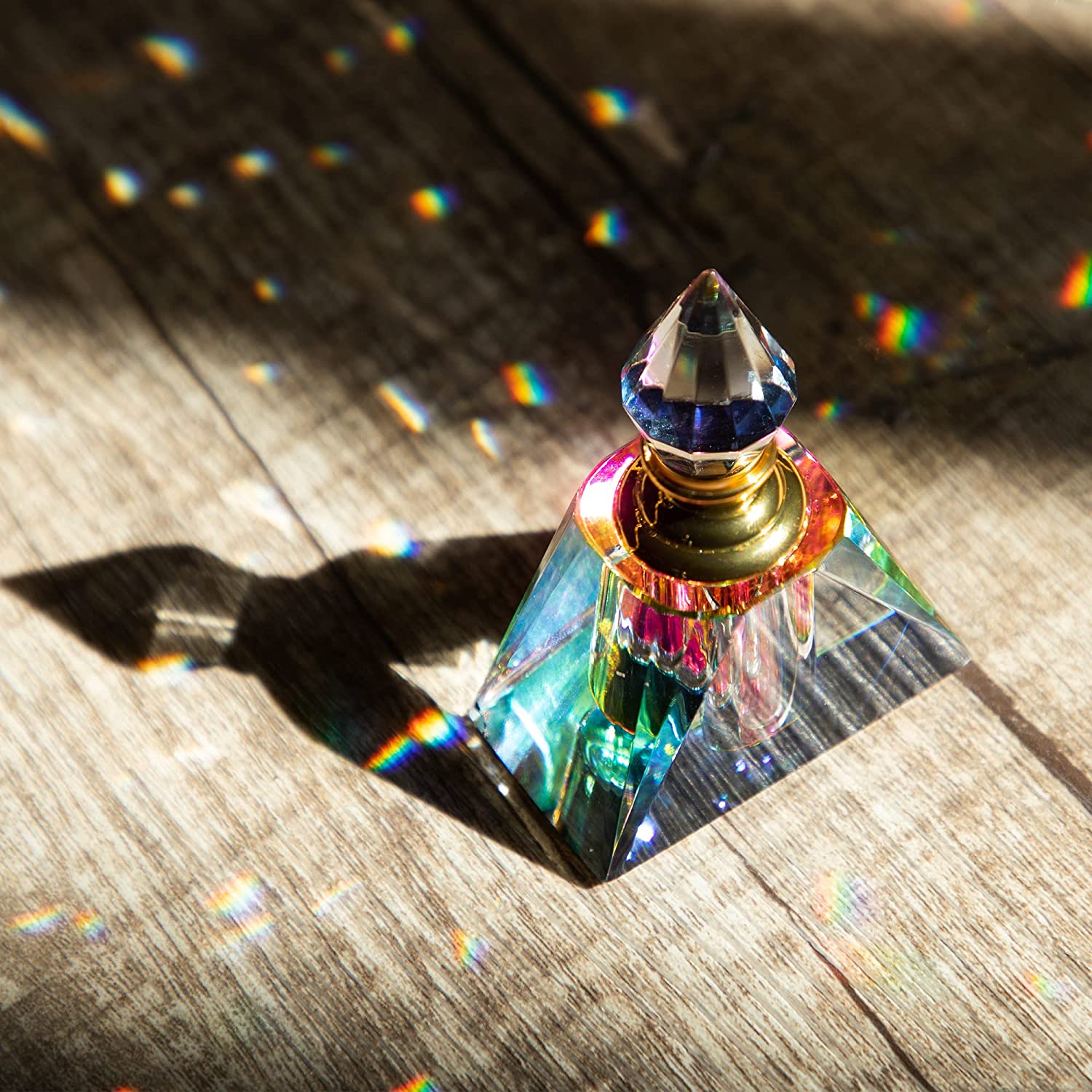 Crystal Glass Egyptian Triangle Shape Body Oil Bottle
