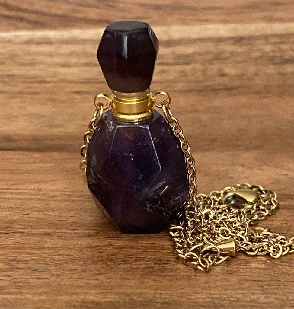 Octagon Dark Purple Natural Stone Necklace